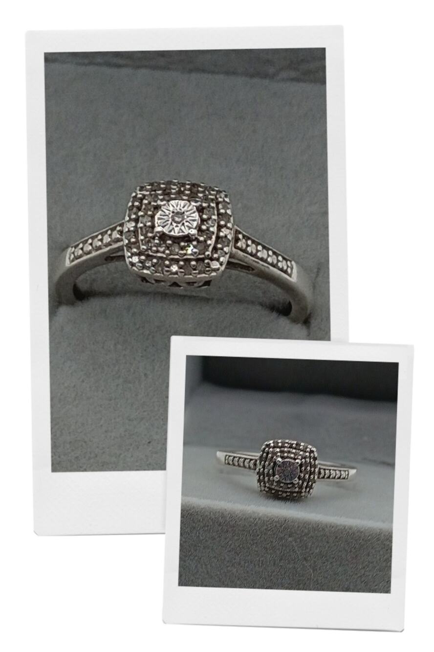 Sterling Silver Genuine Diamond Ring – Size 7